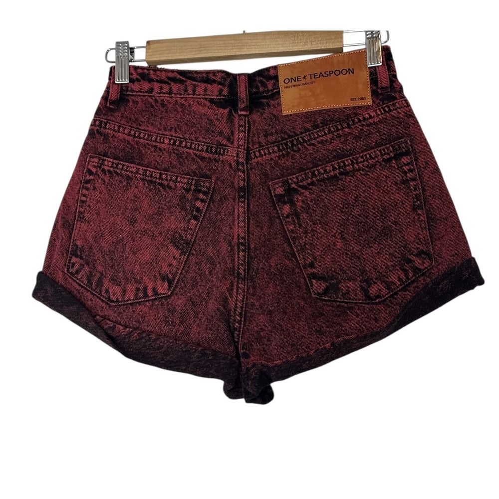 One Teaspoon Jean Shorts Womens‎ Size 25 Red High Rise Rolled Leg Summer New
